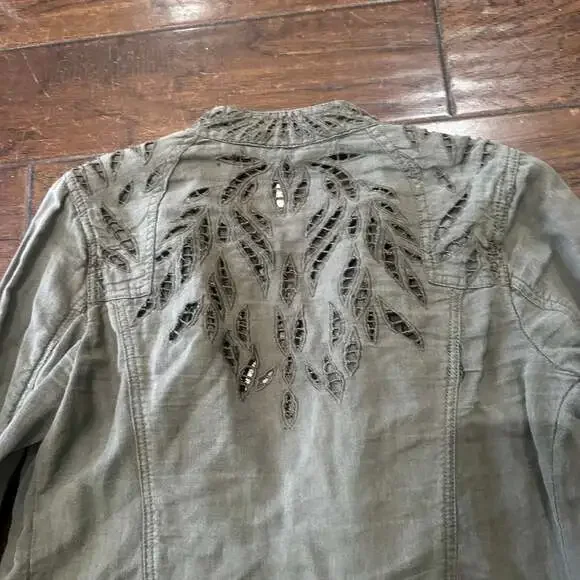 Free People Women's Olive Green Cropped Military Jacket - Picture 7 of 7